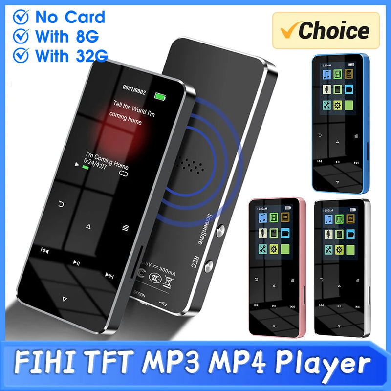 MP4 Player 1.8Inch MP3 MP4 Music Player HiFi Bluetooth 5.0 Support Card Built-in Speaker With FM Alarm Clock E-Book Recording