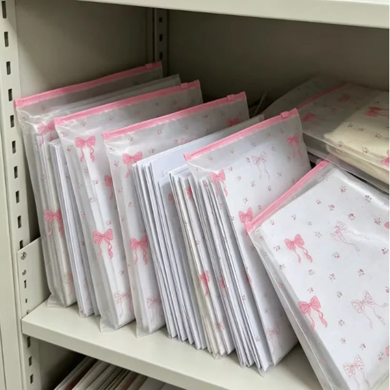 5pcs Belted A4 File Folder - Waterproof Zippered Semi-transparent Document Holder - Can be written on for marking information