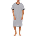 Men's Short Sleeve Thin Lengthened Leisure Pajamas Loose Skin Friendly Stretchy Robes Homewear Bathrobes Vintage Nightgown M-3XL