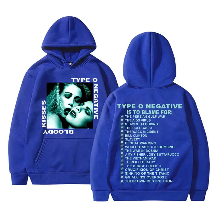 Rock Type O Negative 1993 Bloody Kisses Touring Album Print Men's hoodie High quality casual Hoodie