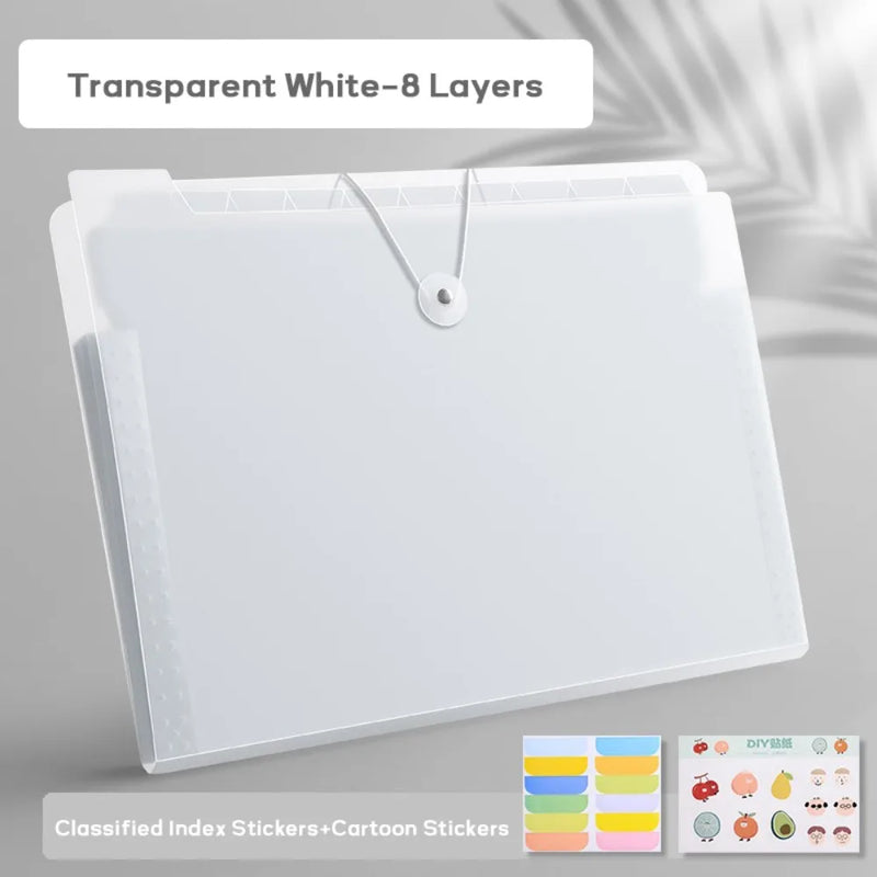 Waterproof A4 File Folder 4/8/12 Pockets Classified Storage Organ Bag PP Test Paper Storage Portfolio Organizer Student