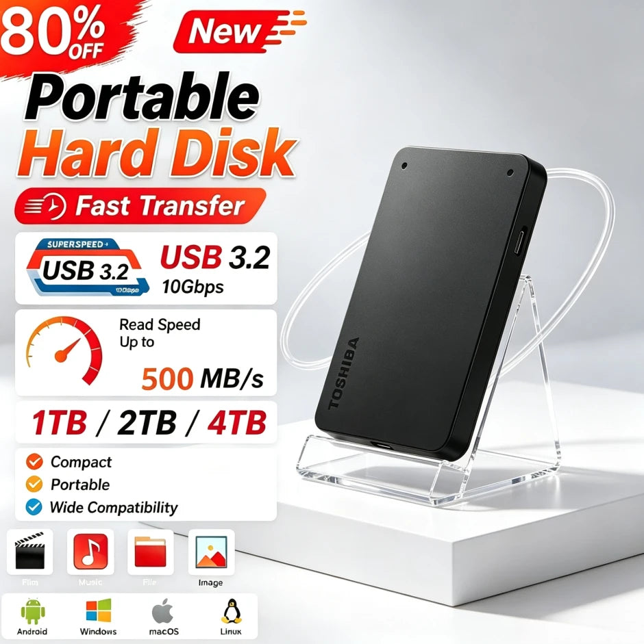 Original A3 Portable External Hard Drive HDD Fast data transfer 1TB USB 3.0 Mechanical Mobile Disk for PC Laptop Gaming Storage