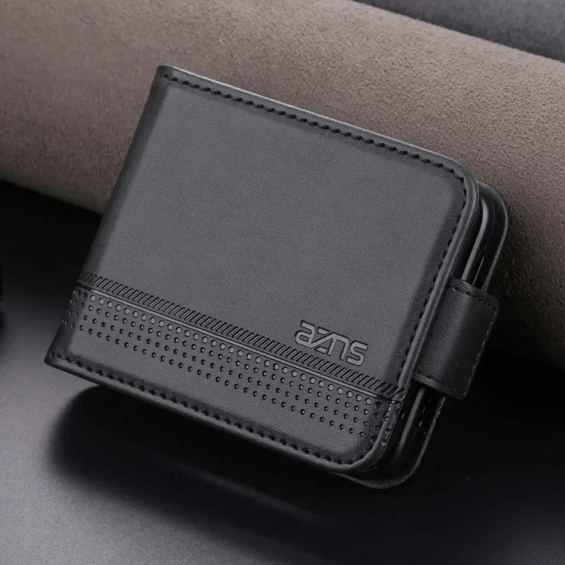 Leather Cards Solt Wallet Phone Case For Samsung Galaxy Z Flip 6 5 4 3 Flip5  Flip4  Flip6 5G Kickstand Shockproof Back Cover