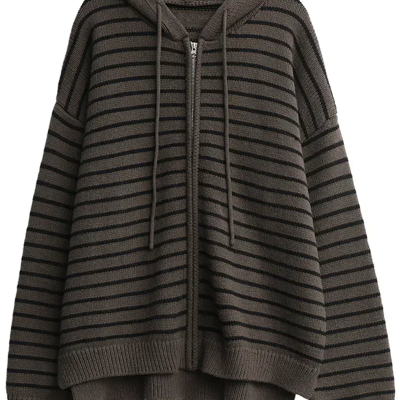 CHIC VEN Women Fashion Cardigan Casual Hooded Striped - View 6 | SAMAG