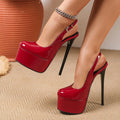 New Women's 16CM Sexy Tound Toe Super High Heels Shoes Waterproof Table Glossy Banquet Shoes Size 35-42