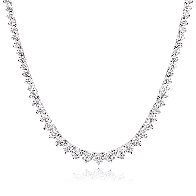 KNOBSPIN 3 Claw D VVS1 Moissanite Tennis Necklace s925 Sterling Silver 18k White Gold GRA Certified - Visuel 8 | SAMAG