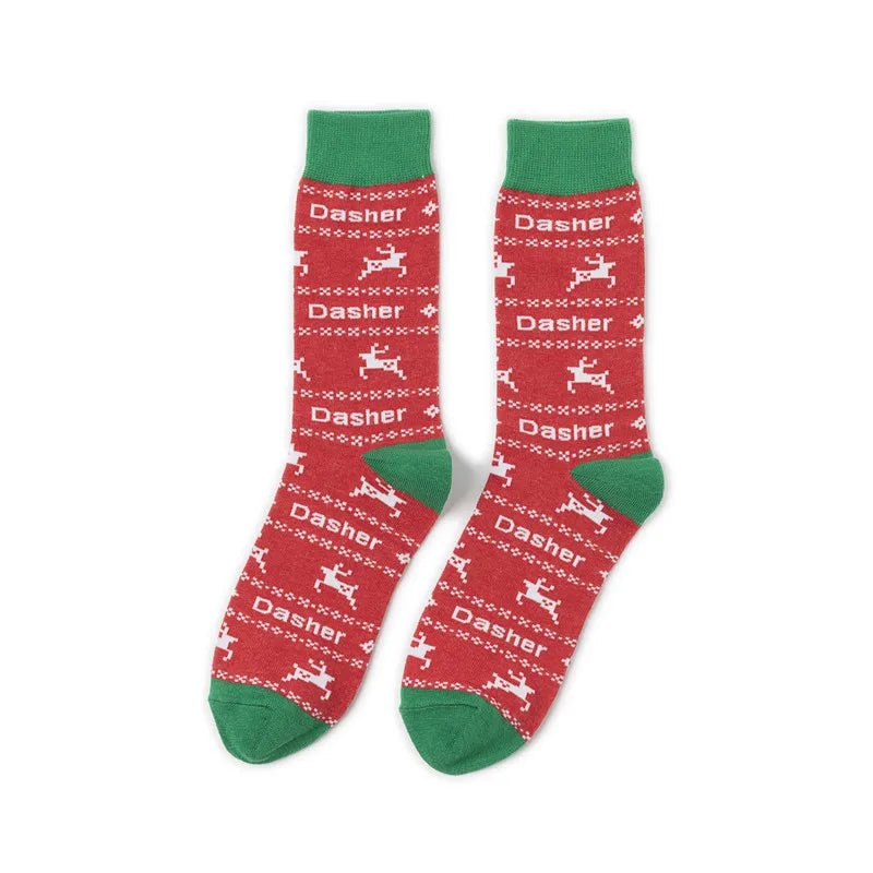 2025 New Men Christmas Socks New Year Funny Snowflake Beer Santa Claus Elk Snow Cotton Happy Socks Men Cartoon Women Sokken