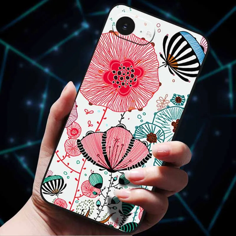 3D Flowers Emboss Fundas For iphone 16E Case iphone16 E Soft Silicone Phone Cases for iphone16 16 Back Cover Coque iphone16e Bag