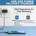 PD 45W 5A Super Fast Charger for Samsung S21 S22 S23 S24 Plus Note20 Ultra A34 A53 A54 A55 A71 A73 USB-C Quick Charging Cable 2m