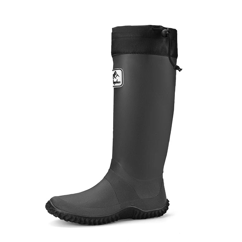 Men‘s Rain Shoes Anti-slip Fashion Lightweight Outdoor Boots Men Long Boots Button-up Comfortable Flat Work Shoes Men