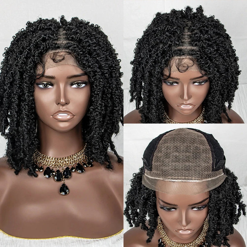 Synthetic Braided Bob Wigs Dreadlocks Lace Front Braiding Hair Wig Crochets Braids Wig Butterfly Locs Crochet Hair Wig for Women