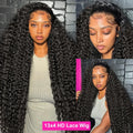 40 46 Inch 13x4 13x6 Full Frontal HD Transparent Lace Long Deep Wave Brazilian Remy Human Hair Pre Plucked Wigs 200 Density