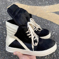 Ro Luxury Men Ankle Boot Black Horsehair Boots Women Sneaker Horse Hair High Top Shoe  Casual Shoes Zipper Sneakers