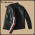 Men's Red Long-sleeve PU Jackets and Blue Faux Leather Motorcycle Coats for Fall and Winter. European Sizes S–XXXL.