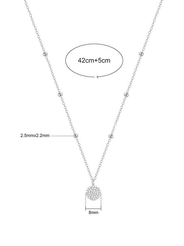 925 Sterling Silver Fashion Shiny Round Beads Halo Zircon Necklace For Women Engagement Wedding Fine - Visuel 4 | SAMAG