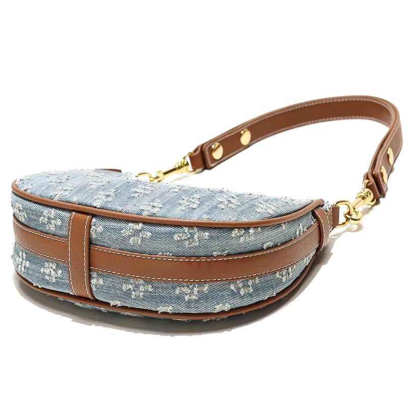 Fashion Denim Hobo Bag 2026 Spring/summer Youth Sweet Crescent-shaped Shoulder Bag Large Capacity Zipper Commuter for Work