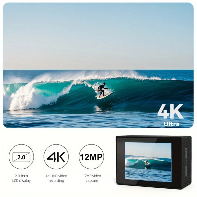 Regaton 4K 30FPS Ultra HD Action Camera, 20MP EIS Stabilization Sport Cam With Remote Control, Cycling Helmet Mount Accessories