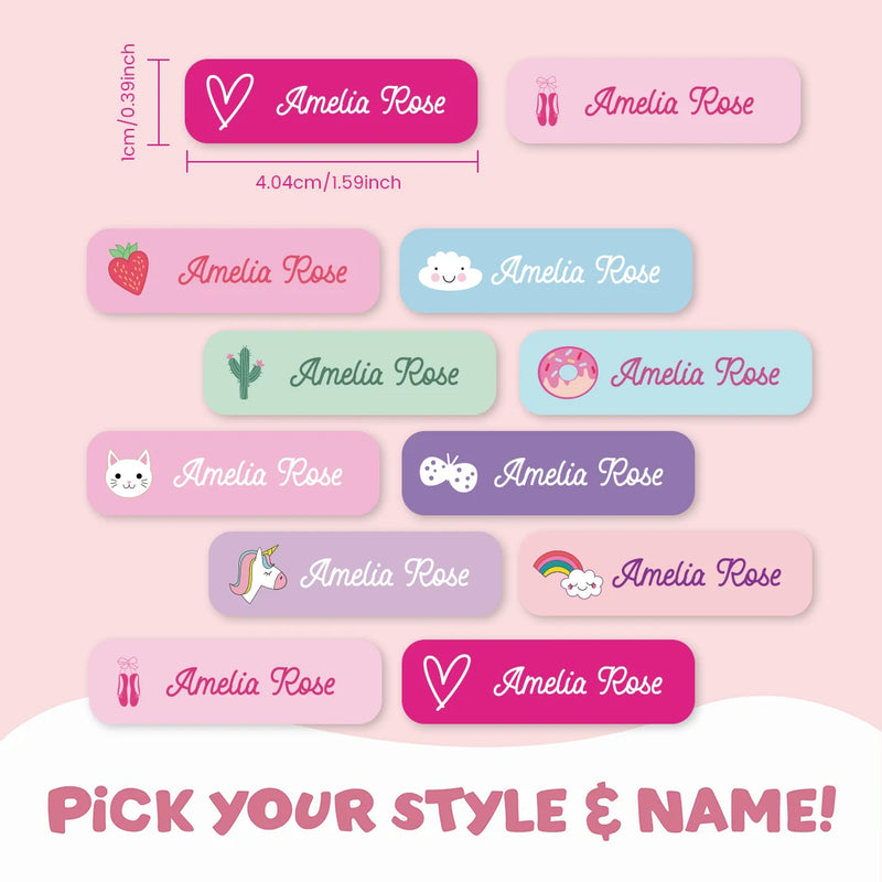 132 Personalized Name Stickers for Kids, Custom Waterproof Name Labels for Bottles, Lunch Boxes, School Supplies