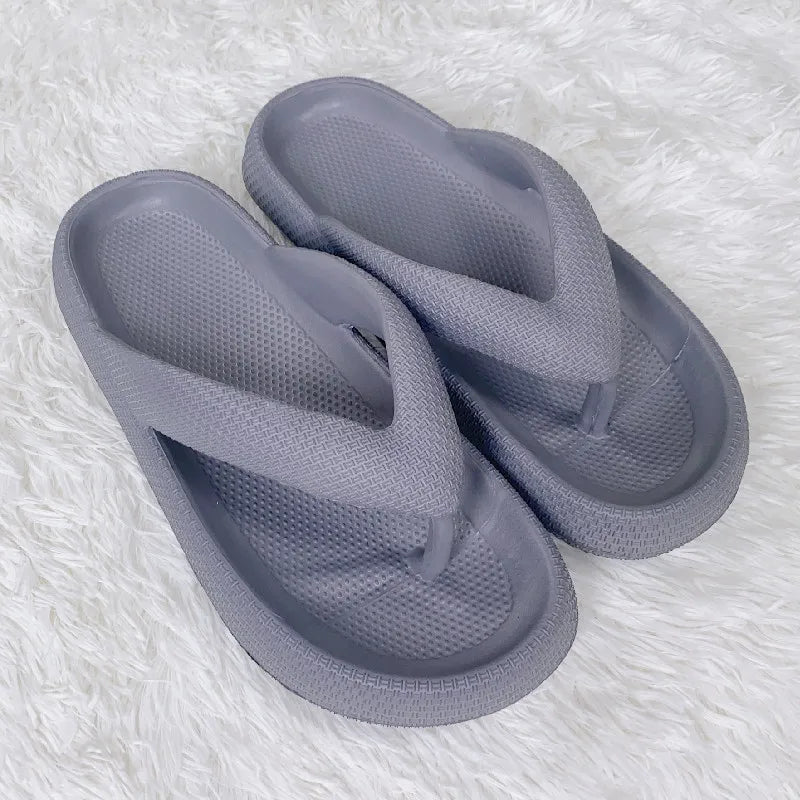 Rimocy Soft Sole EVA Women's Flip Flops 2025 Summer Beach Non-slip Cloud Slippers Women Thick Platform Clip Toe Bathroom Slides