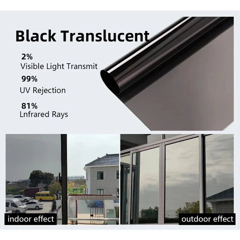 One Way Window Privacy Tint Film Anti Look Vinyl Mirror Self-adhesive Film Sun Blocking Anti UV Static Cling Stickers Home Decor