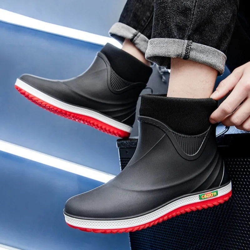 Winter Men's Rain Shoes Waterproof Rubber Boots Non-slip Fishing Rubber Galoshes Winter Warm Cotton Rain Boots Резиновые Сапоги