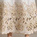 Embroidery Top And Skirt Elegant Hollow Out Color Contrast Women Two Piece Set Spring Summer Outfits