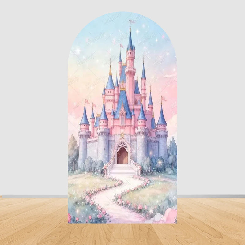 Fairy Tale Castle Butterfly Floral Arch Backdrop Cover Princess Girl Birthday Baby Shower Party Decor Photography Backgrounds