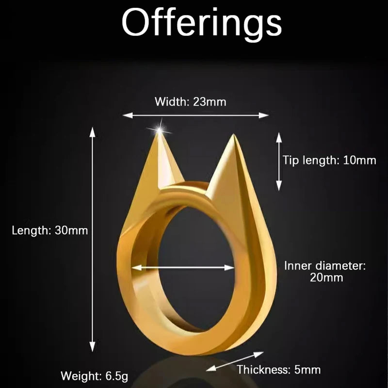 Self-defense cat ear ring window breaker women's anti-wolf men's single finger buckle carry defense spikes finger tiger .