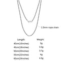 ORSA JEWELS Genuine 925 Sterling Silver Rope Chain Necklace Unisex 1mm 2mm 3mm Italian Twist Rope Chain Choker Gift 40-60cm SC29