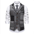Green Men Vest Tweed Plaid Waistcoat Slim Fit Lapel Plaid Suit Vest Herringbone vintage Vest For Wedding Groomsmen vest heren