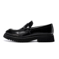 New Mens Glossy Genuine Leather Loafers British Style Thick Sole Slip on Business Casual Shoes for Summer