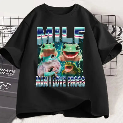 MILF Man I Love Frogs Funny Meme Graphic T Shirt Fashion | SAMAG