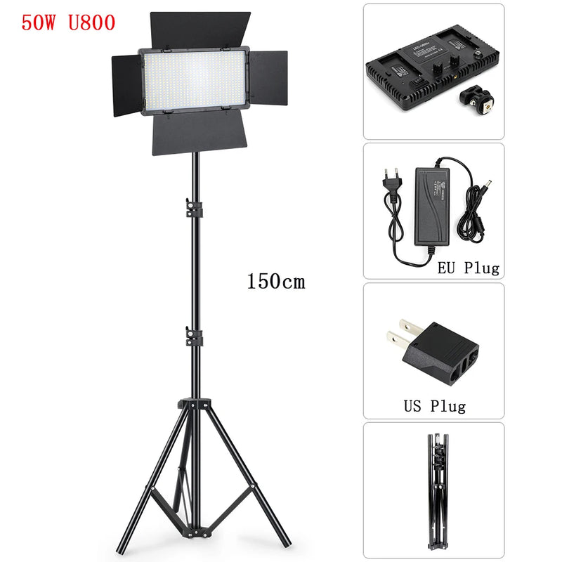 U800 U600 LED Photo Studio Video Light Recording Lighting Kit  Photography Panel Photographi Lamp For Youtube Game Live