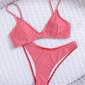 Sexy red plaid print bikinis sets two pieces micro | SAMAG
