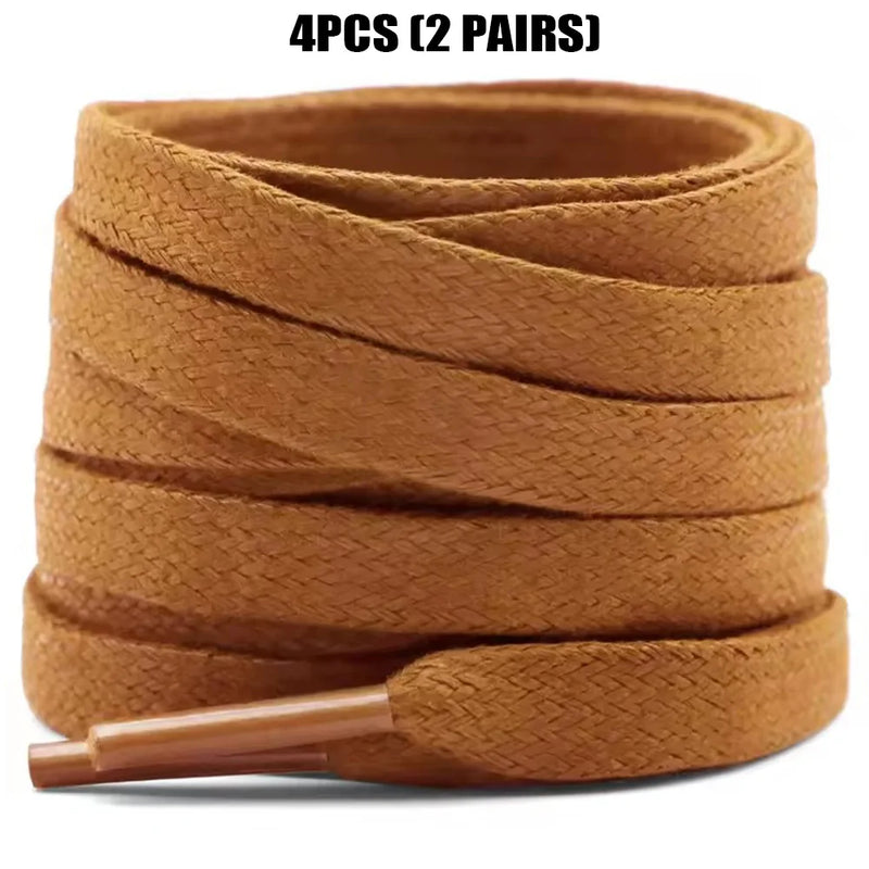 4 Pcs(2 Pairs) Premium Flat Waxed Shoelaces Heavy Duty Replacement Laces for Sneakers Leather Boots Hiking Shoes Men Women