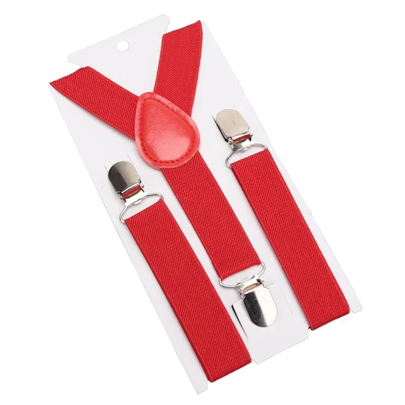Solid Color Kids Suspenders with Fashion Children Boys Braces Girls Elastic Adjustable Suspenders Baby Wedding Ties Accessories