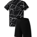 Tween Boy Summer /Set Casual White Cracked Pattern Short - View 2 | SAMAG