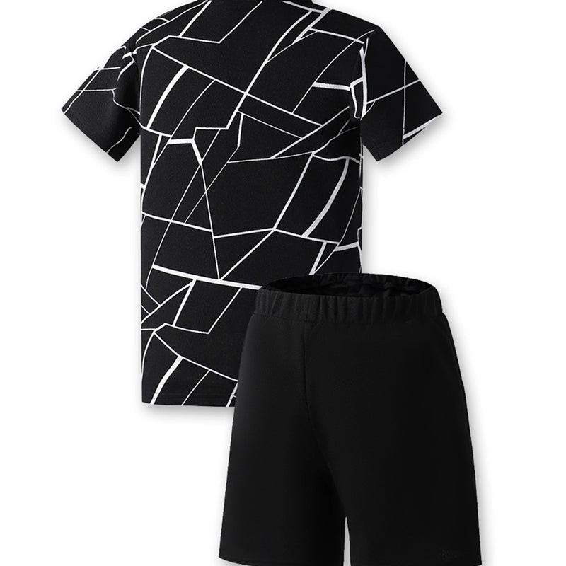 Tween Boy Summer /Set Casual White Cracked Pattern Short - View 2 | SAMAG