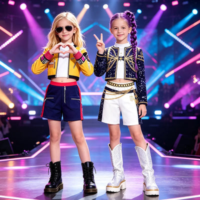 Kids Girl Kpop Stage Performance Costume Hip Hop Outfit | SAMAG