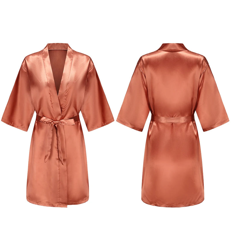 Women's Pure Short Silky Robes Bridesmaid Bride Party | SAMAG