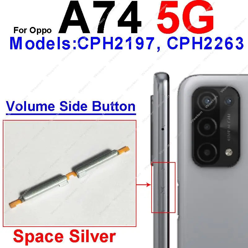 Power Button + Volume Side Button For OPPO A53 A53S A54 A54s A74 4G/5G Up Down Volume Power Side Keys Flex Cable Parts