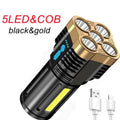 5LED High Power Led Flashlights Rechargeable Camping Spotlight with Side Light 3 Lighting Modes for Camping Adventure Outdoor
