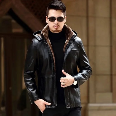 Winter New Fur One Coats Men's Business Leisure Leather | SAMAG
