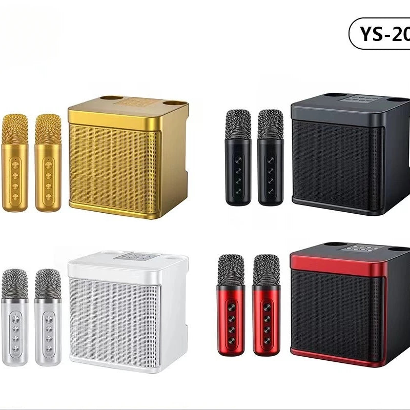 Karaoke Audio Machine Speaker System With 2 Microphones Portable Wireless Bluetooth-compatible Home Tv Ktv Set Speakers