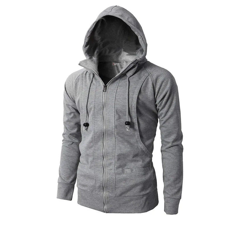 2025 Men Hoodies Sports Jacket Zipper Fitness Hooded Men's Sweatshirt Casual Male Solid Color Spring Outerwear Clothing MY042