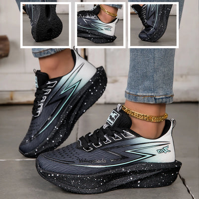 Women Gradient Lightning Print Running Sneakers | SAMAG