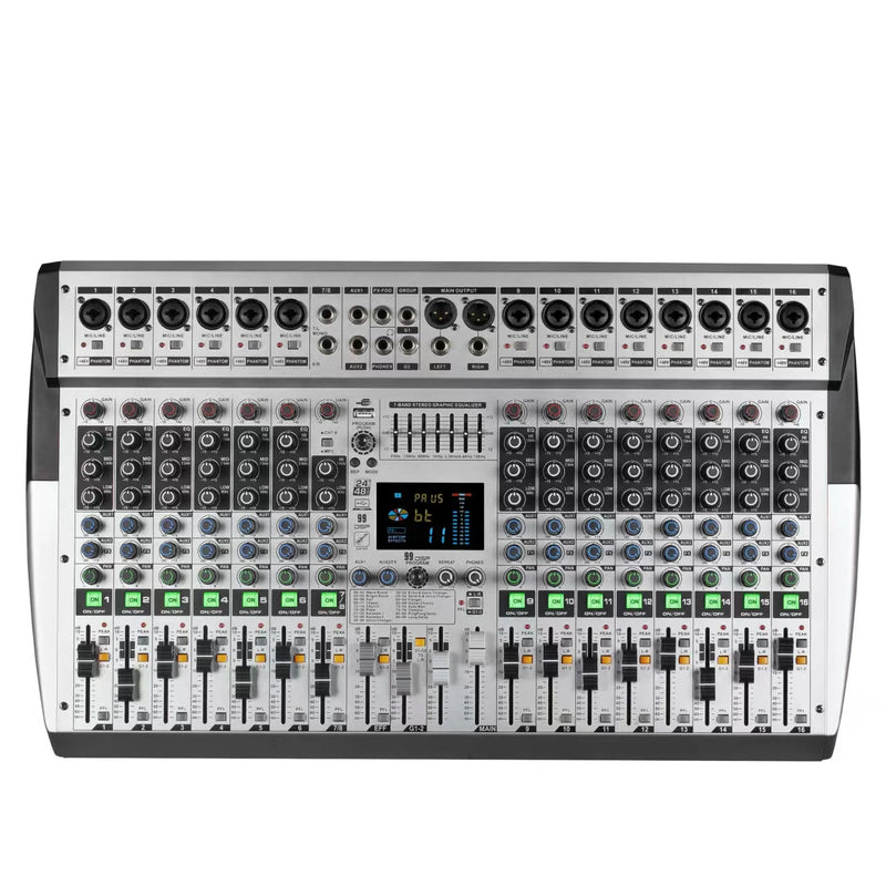 Professional 8/12/16-channel DJ audio mixer 7EQ 99DSP +48V stage meeting Bluetooth USB flash drive MP3 effect Sound mixer