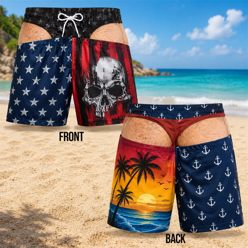 Novelty Fake Butt Swim Trunks for Men Funny Beach Party | SAMAG
