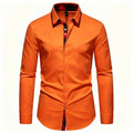 Men's Slim Fit Dress Shirt Plaid Patchwork Collar Long | SAMAG