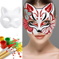1-10pcs Japanese Mask Paper Blank Mask Halloween Cosplay Cat DIY Paintable Half Face Mask Animal Costume Party Decor Craft Prop